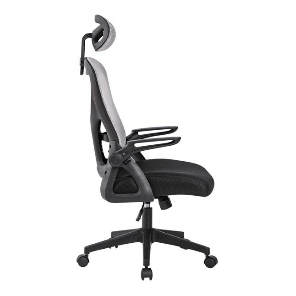 Πολυθρόνα εργασίας "BF3050" από ύφασμα mesh σε χρώμα μαύρο/γκρι 57x63x118/128