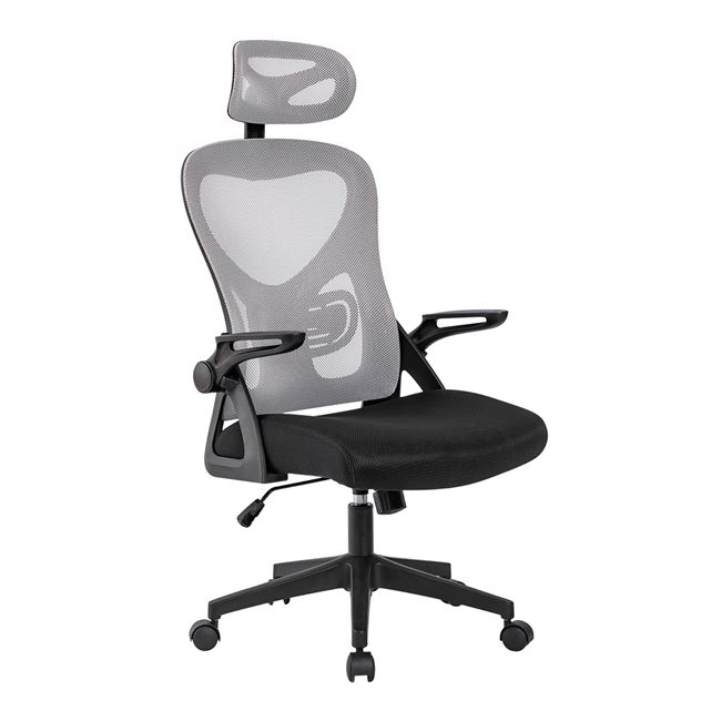 Πολυθρόνα εργασίας "BF3050" από ύφασμα mesh σε χρώμα μαύρο/γκρι 57x63x118/128