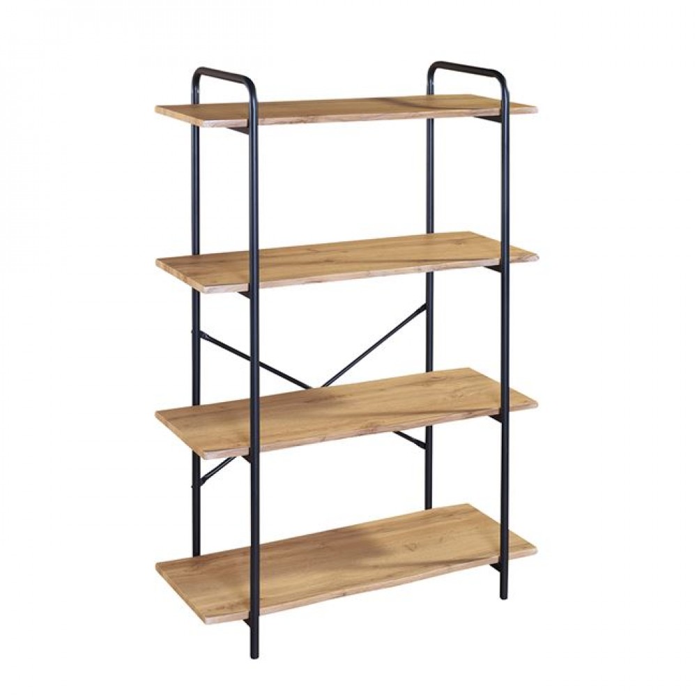 Ραφιέρα από μέταλλο/mdf σε χρώμα μαύρο/σονόμα 80x34x112