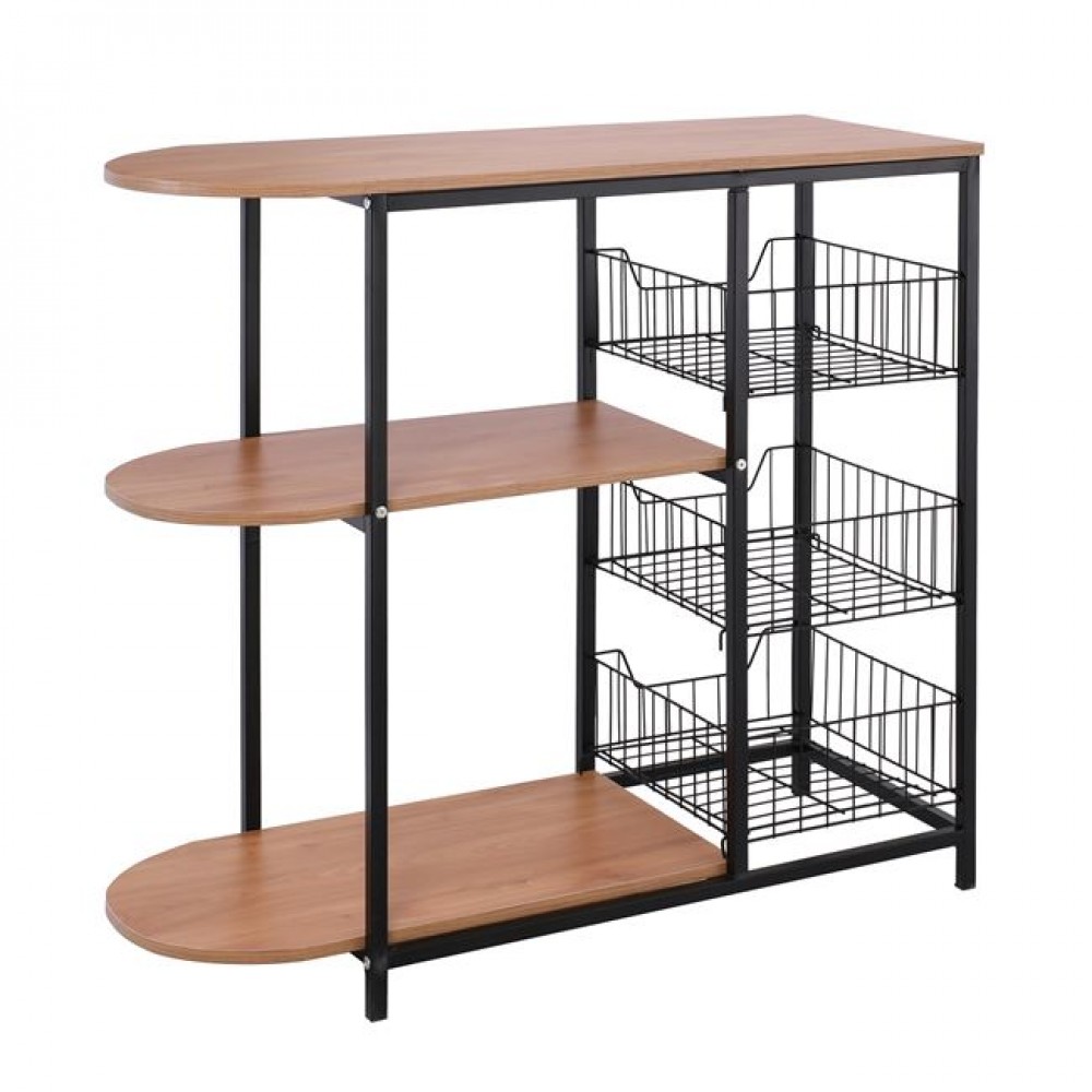 Τραπέζι βοηθητικό "KITCHEN" από μέταλλο/MDF σε μαύρο/φυσικό χρώμα 80x33x75