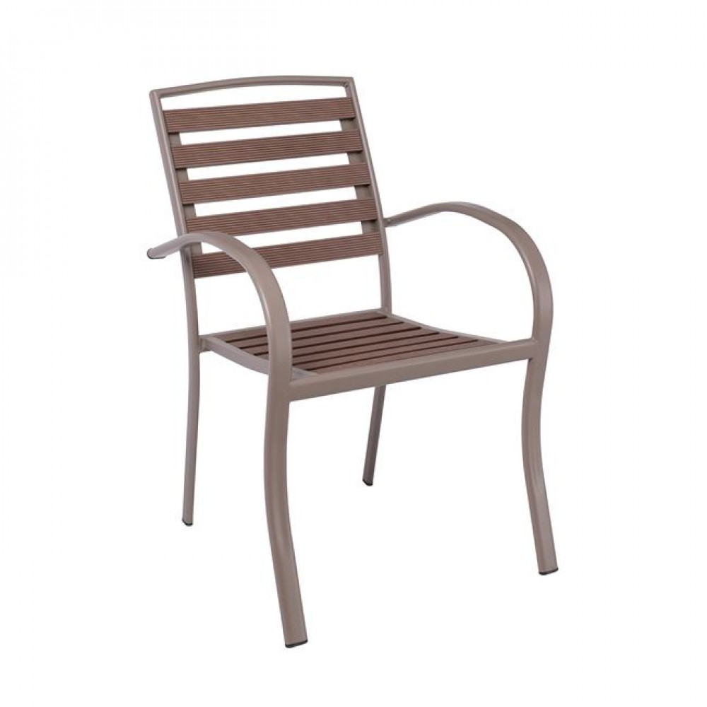 Σετ εξωτερικού χώρου "SERRANO" 5τμχ από μέταλλο/polywood σε χρώμα μπεζ/καρυδί 80x80x74