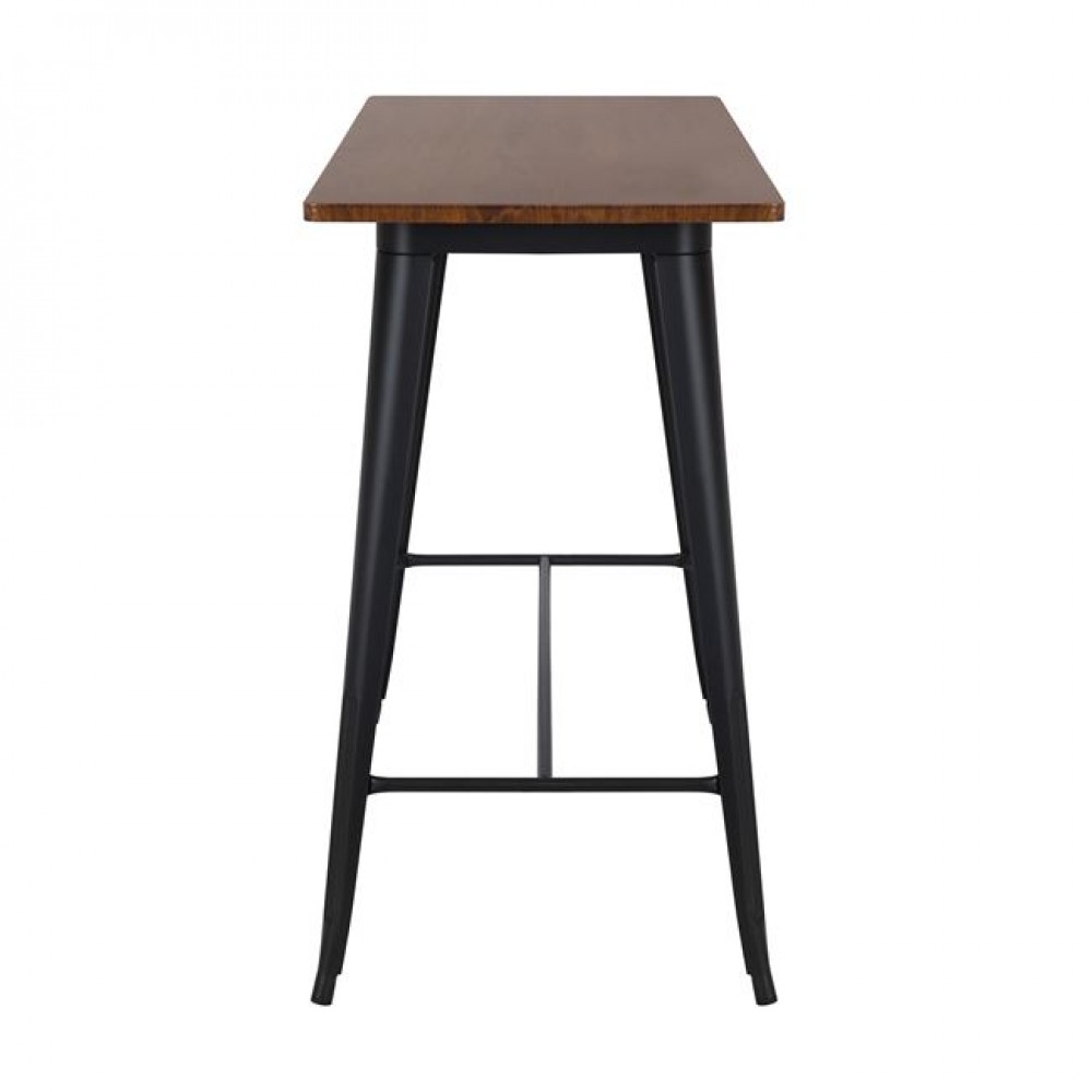 Τραπέζι μπαρ "RELIX" μεταλλικό σε μαύρο και καρυδί χρώμα 120x60x102