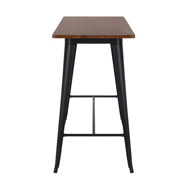 Τραπέζι μπαρ "RELIX" μεταλλικό σε μαύρο και καρυδί χρώμα 120x60x102