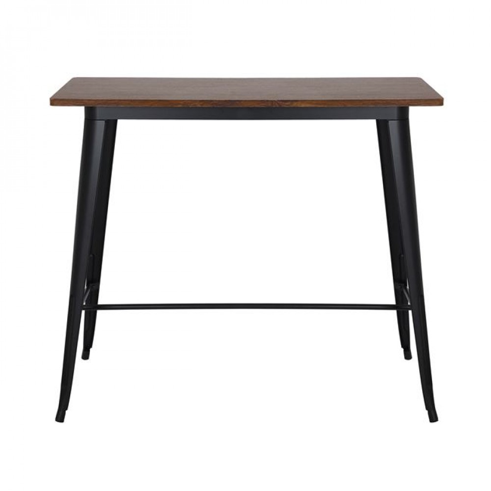 Τραπέζι μπαρ "RELIX" μεταλλικό σε μαύρο και καρυδί χρώμα 120x60x102