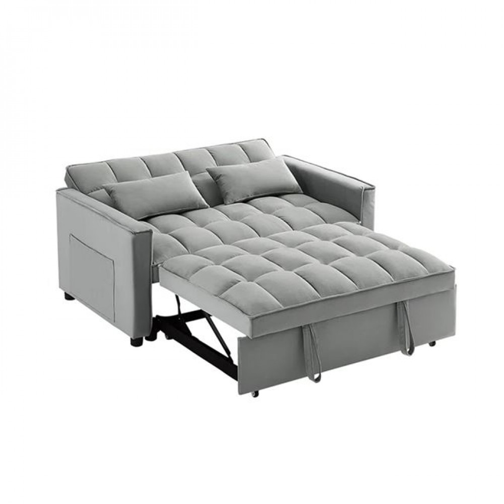 Καναπές-κρεβάτι "TEMPO" από ύφασμα σε γκρι χρώμα 141x98x77