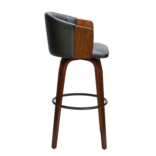 Σκαμπό μπαρ "ENZO" από ξύλο/PVC/PU σε χρώμα καρυδί/μαύρο 50x50x78/103