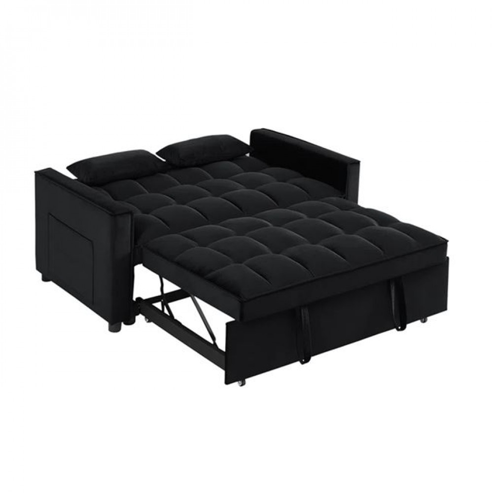 Καναπές-κρεβάτι "TEMPO" από ύφασμα σε μαύρο χρώμα 140x95x80