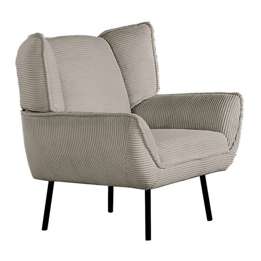 Πολυθρόνα-μπερζέρα "EMERALD" από μέταλλο/ύφασμα σε μαύρο/μπεζ χρώμα 83x83x92