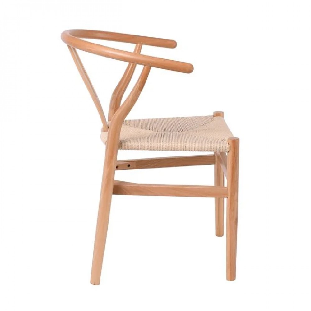 Πολυθρόνα τραπεζαρίας "LIMA" από ξύλο/σχοινί σε χρώμα φυσικό 56x55x76