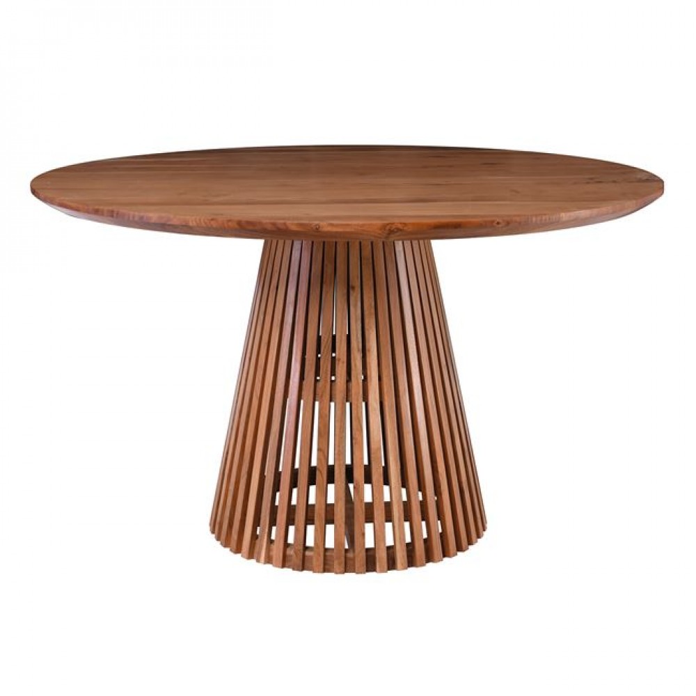 Τραπέζι τραπεζαρίας "RIM" ροτόντα από ξύλο σε φυσικό χρώμα Φ130x76