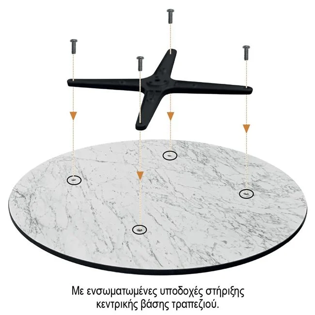 Επιφάνεια τραπεζιού από HPL σε χρώμα λευκού μαρμάρου 60x80