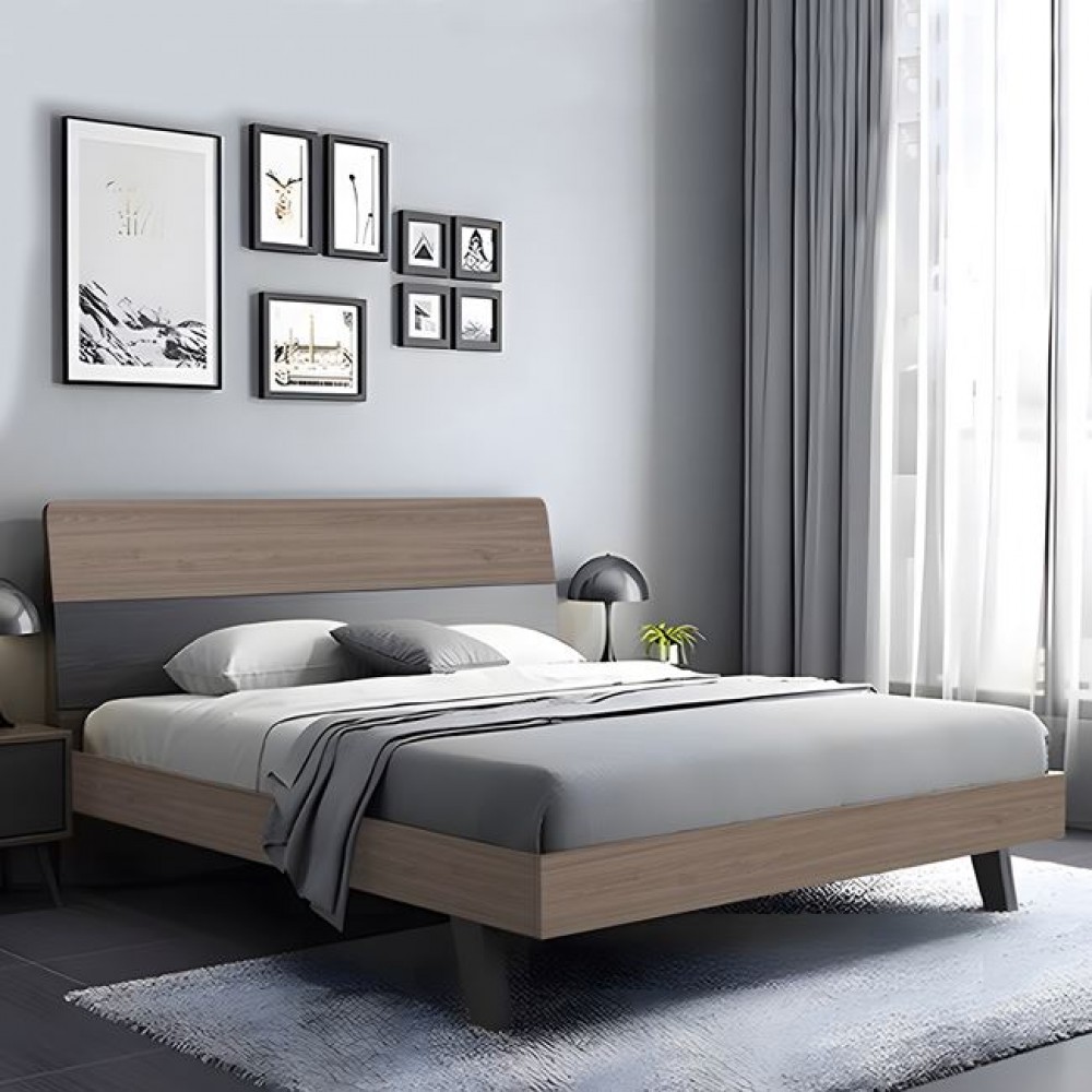 Κρεβάτι "VANITY" διπλό από mdf σε χρώμα σονόμα oak/ανθρακί 161x201x98