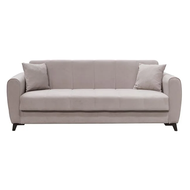 Καναπές-κρεβάτι "JEROM" τριθέσιος με αποθηκευτικό χώρο από ύφασμα σε χρώμα καπουτσίνο 210x78x78