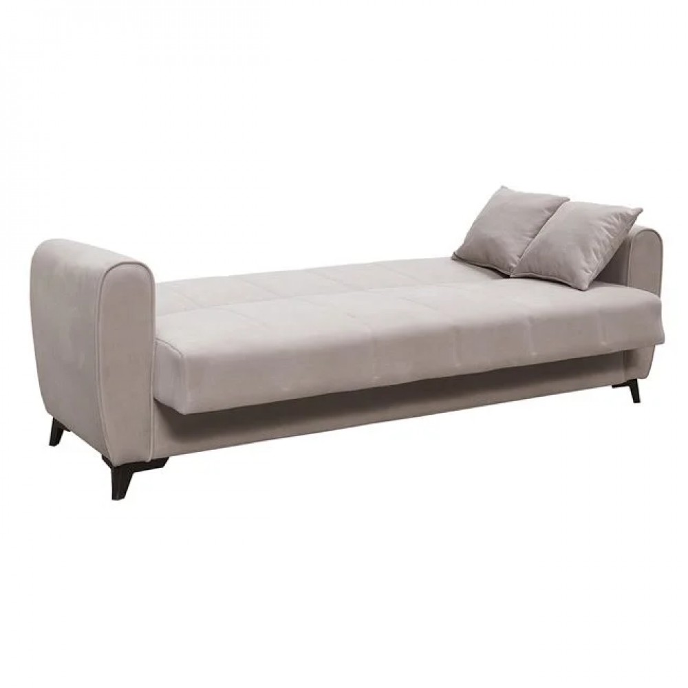 Καναπές-κρεβάτι "JEROM" τριθέσιος με αποθηκευτικό χώρο από ύφασμα σε χρώμα καπουτσίνο 210x78x78