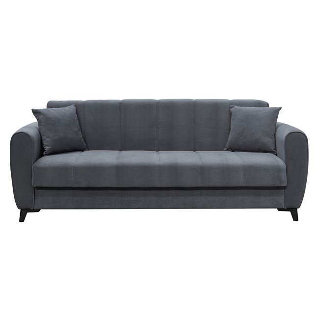 Καναπές-κρεβάτι "JEROM" τριθέσιος με αποθηκευτικό χώρο από ύφασμα σε χρώμα ανθρακί 210x78x78