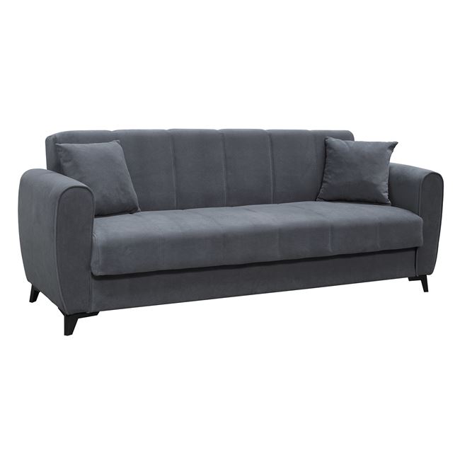 Καναπές-κρεβάτι "JEROM" τριθέσιος με αποθηκευτικό χώρο από ύφασμα σε χρώμα ανθρακί 210x78x78