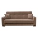 Καναπές-κρεβάτι "CARSON" τριθέσιος με αποθηκευτικό χώρο από ύφασμα σε χρώμα καφέ 225x94x88
