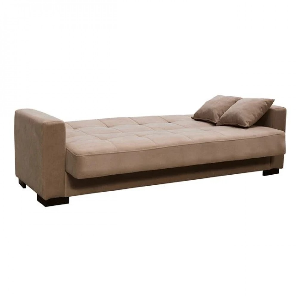 Καναπές-κρεβάτι "CARSON" τριθέσιος με αποθηκευτικό χώρο από ύφασμα σε χρώμα καφέ 225x94x88