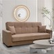 Καναπές-κρεβάτι "CARSON" τριθέσιος με αποθηκευτικό χώρο από ύφασμα σε χρώμα καφέ 225x94x88