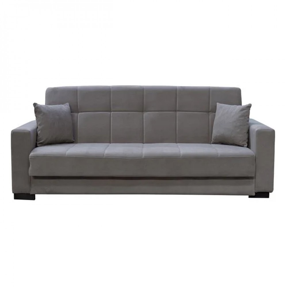 Καναπές-κρεβάτι "CARSON" τριθέσιος με αποθηκευτικό χώρο από ύφασμα σε χρώμα γκρι 225x94x88