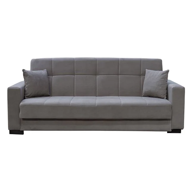 Καναπές-κρεβάτι "CARSON" τριθέσιος με αποθηκευτικό χώρο από ύφασμα σε χρώμα γκρι 225x94x88