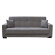 Καναπές-κρεβάτι "CARSON" τριθέσιος με αποθηκευτικό χώρο από ύφασμα σε χρώμα γκρι 225x94x88