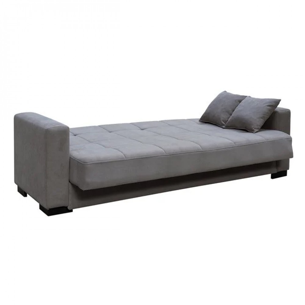 Καναπές-κρεβάτι "CARSON" τριθέσιος με αποθηκευτικό χώρο από ύφασμα σε χρώμα γκρι 225x94x88
