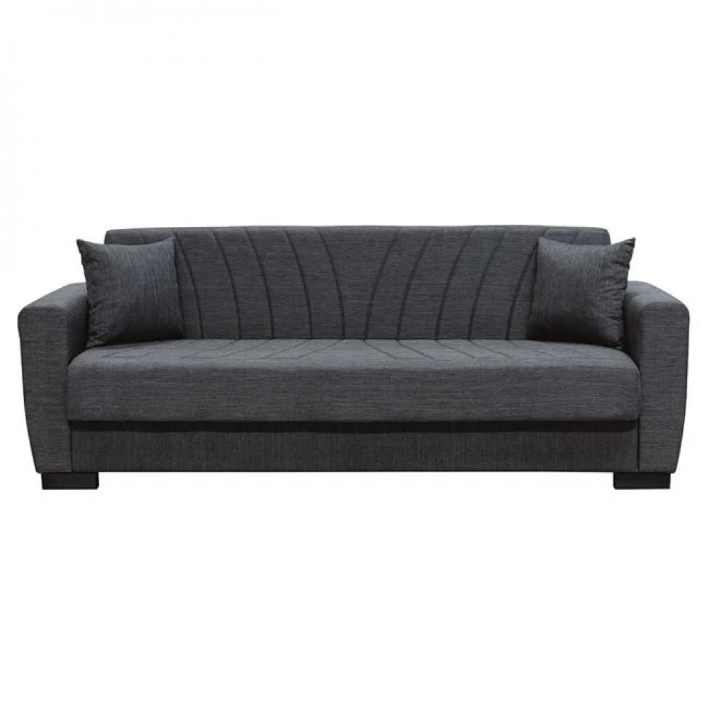 Καναπές-κρεβάτι "GALAXY" τριθέσιος με αποθηκευτικό χώρο από ύφασμα σε χρώμα γκρι 210x78x78