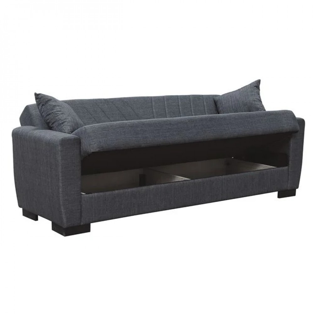 Καναπές-κρεβάτι "GALAXY" τριθέσιος με αποθηκευτικό χώρο από ύφασμα σε χρώμα γκρι 210x78x78
