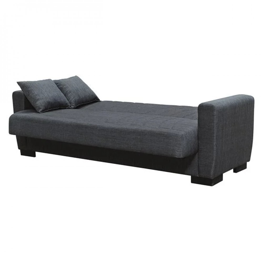 Καναπές-κρεβάτι "GALAXY" τριθέσιος με αποθηκευτικό χώρο από ύφασμα σε χρώμα γκρι 210x78x78