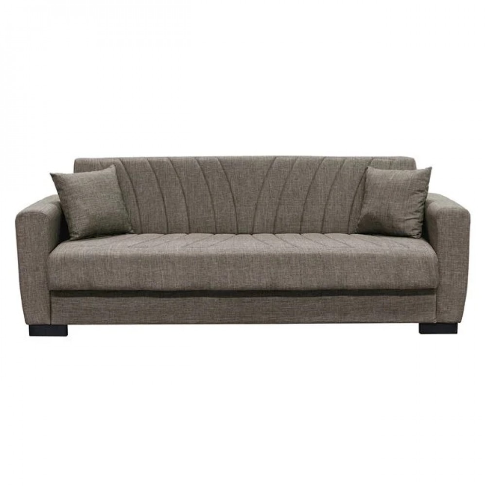 Καναπές-κρεβάτι "GALAXY" τριθέσιος με αποθηκευτικό χώρο από ύφασμα σε χρώμα καφέ 210x78x78