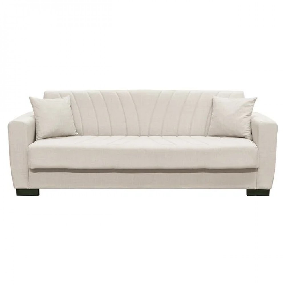 Καναπές-κρεβάτι "GALAXY" τριθέσιος με αποθηκευτικό χώρο από ύφασμα σε χρώμα μπεζ 210x78x78