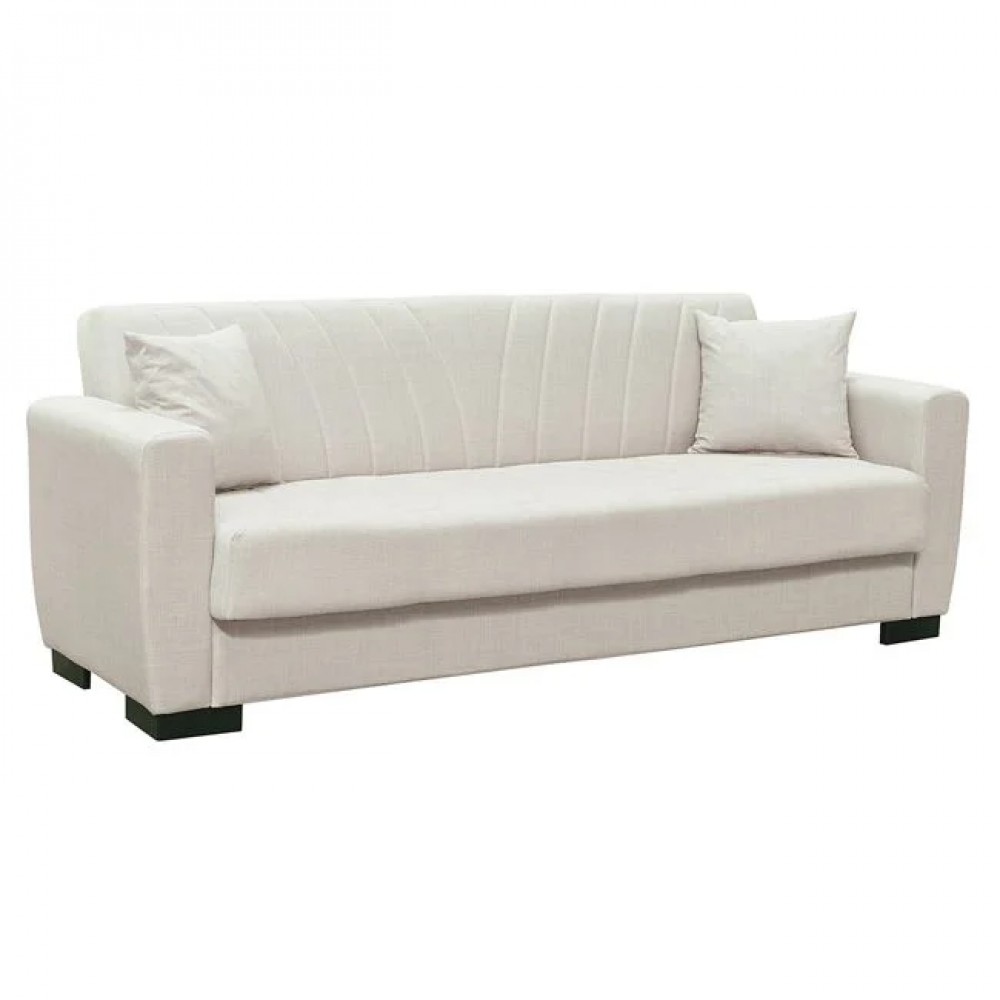 Καναπές-κρεβάτι "GALAXY" τριθέσιος με αποθηκευτικό χώρο από ύφασμα σε χρώμα μπεζ 210x78x78