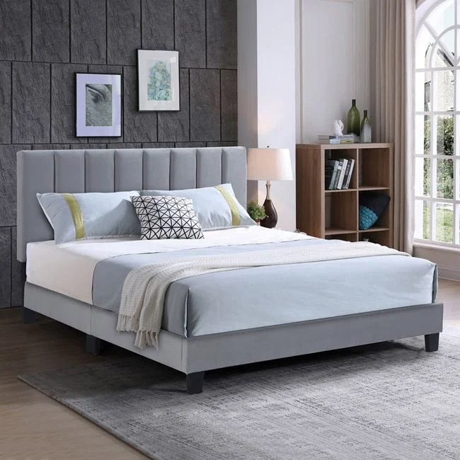 Κρεβάτι διπλό ''ALLEGRO'' από ύφασμα σε χρώμα γκρι 149x205x117/127