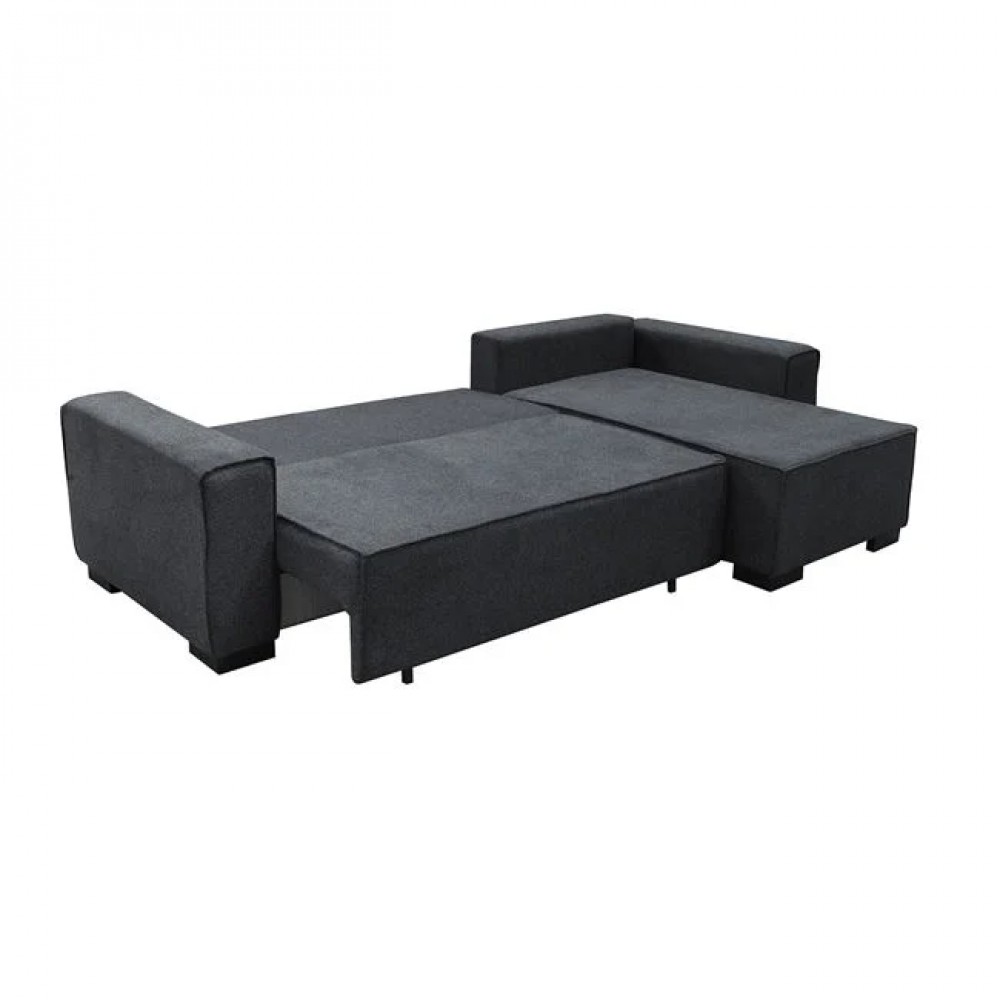 Γωνιακός καναπές κρεβάτι "LONDON" από ύφασμα σε ανθρακί χρώμα 271x158x90