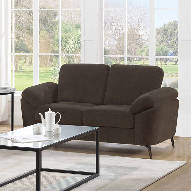 Καναπές διθέσιος "KATRINA" από ύφασμα σε καφέ χρώμα 162x87x89