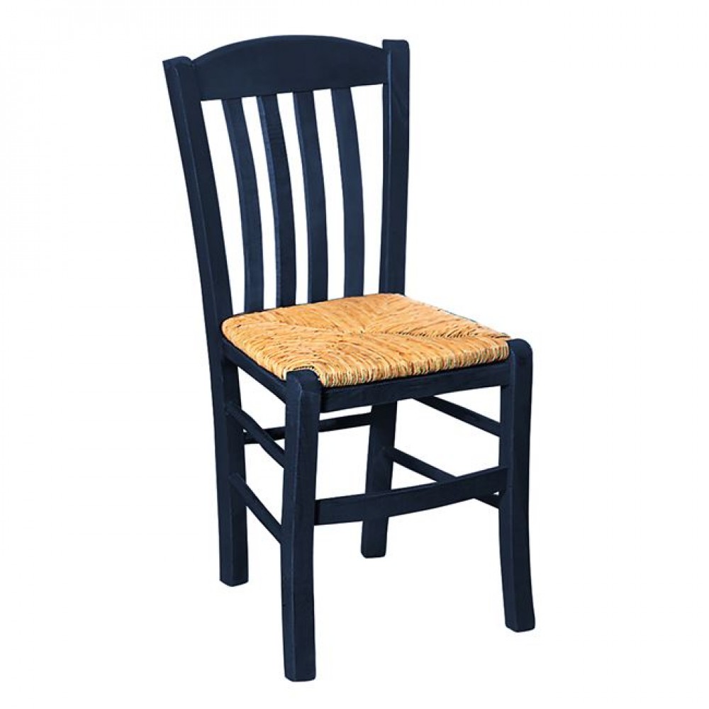 Καρέκλα ''CASA'' από ξύλο/ψάθα σε χρώμα μπλε/φυσικό 42x45x88