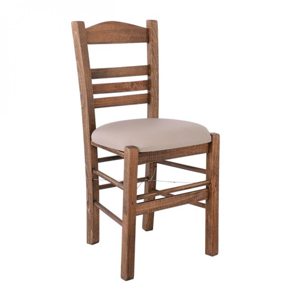 Καρέκλα ''ΣΙΦΝΟΣ'' από ξύλο/PU σε χρώμα καρυδί/καπουτσίνο 41x45x88