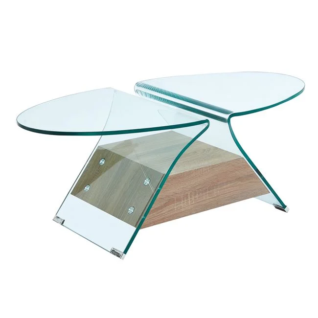 Τραπέζι σαλονιού ''GLASSER'' από γυαλί/ξύλο 100x54x39