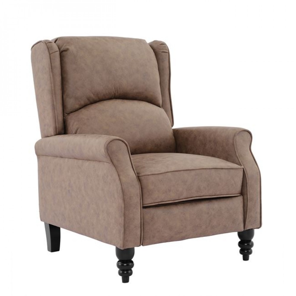 Πολυθρόνα relax-μπερζέρα "SIMPLE" από ύφασμα σε χρώμα καφέ 72x84x97