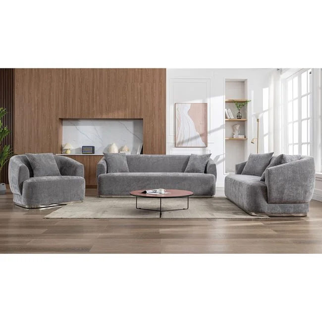 Σετ σαλονιού "CARACAS" 3τμχ από ύφασμα σε χρώμα γκρι 232x98x80