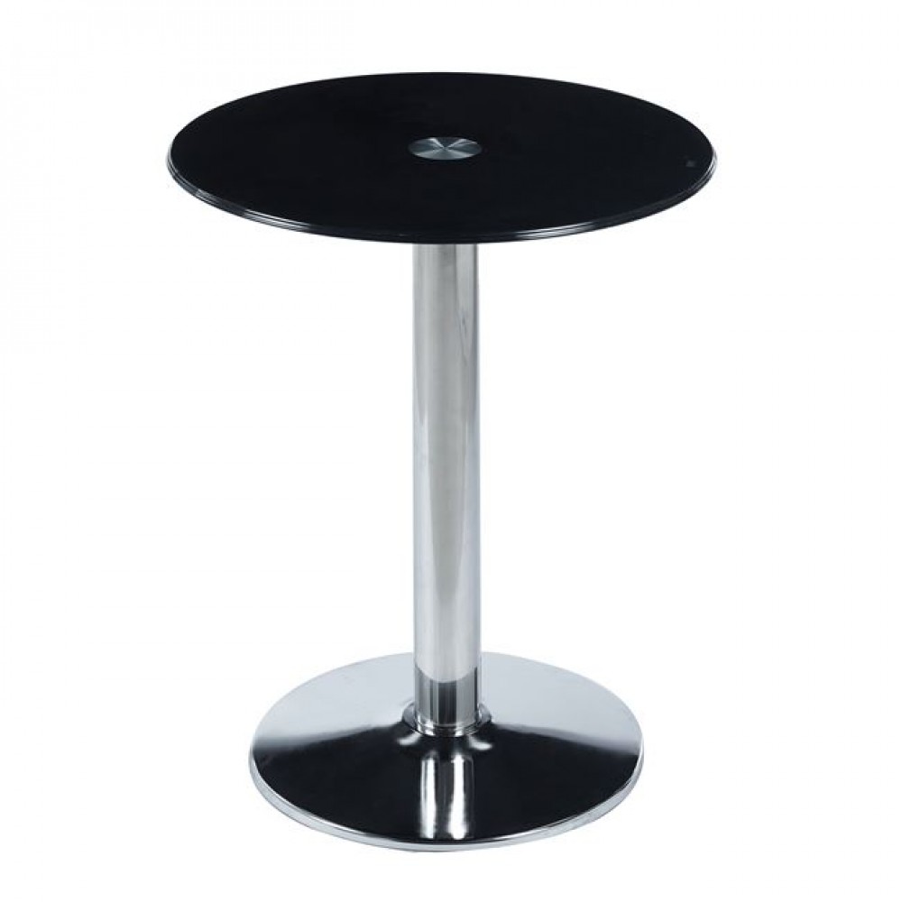 Τραπέζι βοηθητικό "BITT" από ατσάλι/γυαλί σε χρώμα χρωμίου/μαύρο Φ60x72