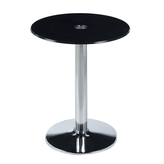 Τραπέζι βοηθητικό "BITT" από ατσάλι/γυαλί σε χρώμα χρωμίου/μαύρο Φ60x72