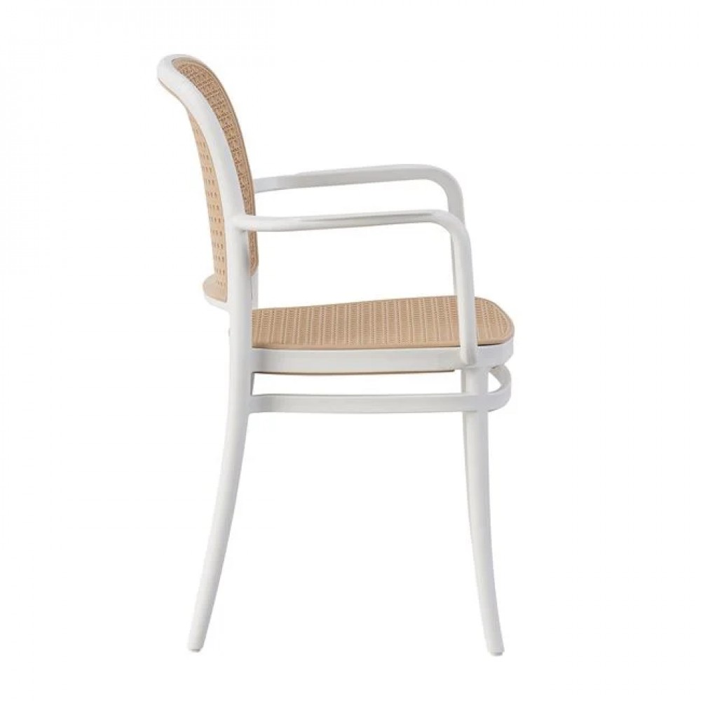 Πολυθρόνα "FLORENCE" στοιβαζόμενη από pp/pp rattan σε χρώμα λευκό/μπεζ 54x54x84