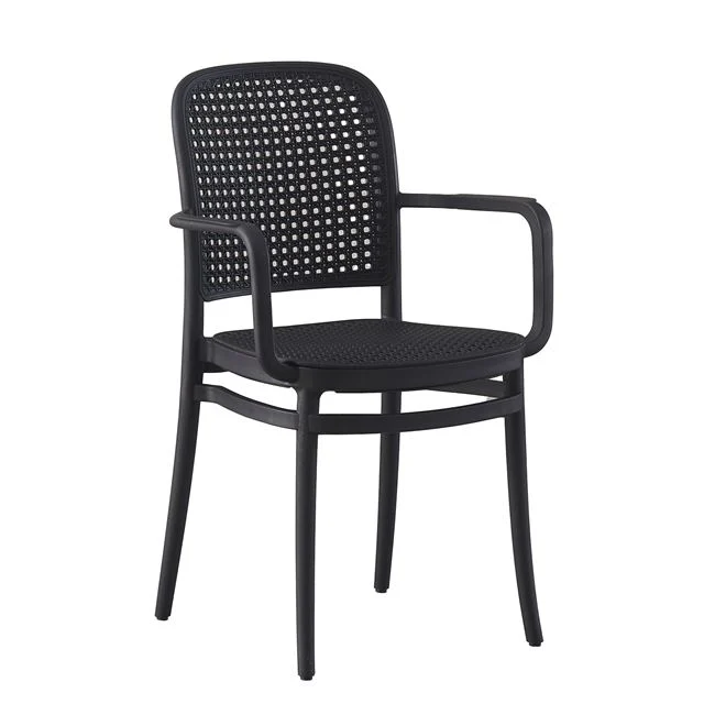 Πολυθρόνα "FLORENCE" στοιβαζόμενη από pp/pp rattan σε χρώμα μαύρο 54x54x84
