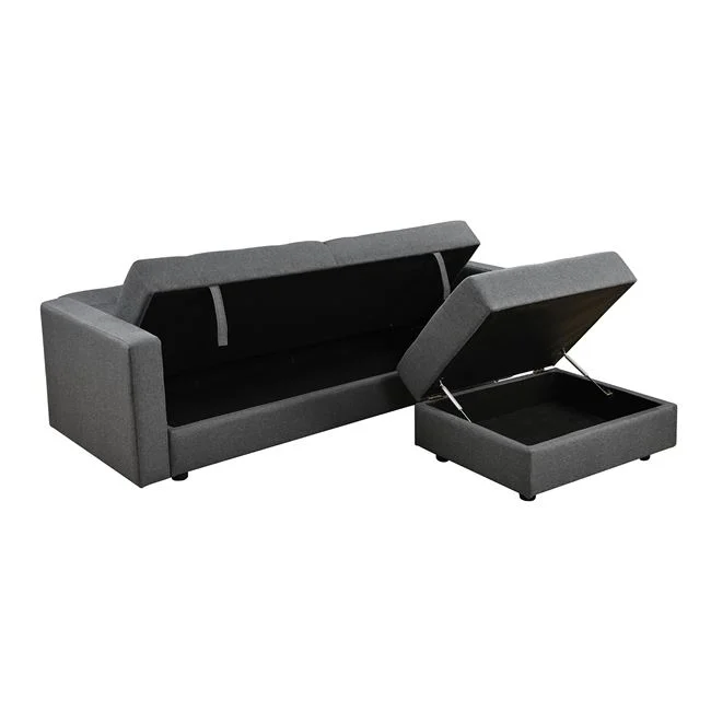 Καναπές-κρεβάτι "JACKSON" γωνιακός με σκαμπώ από ύφασμα σε χρώμα γκρι 193/141x81x77