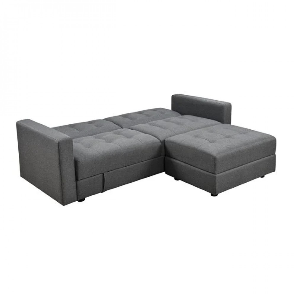 Καναπές-κρεβάτι "JACKSON" γωνιακός με σκαμπώ από ύφασμα σε χρώμα γκρι 193/141x81x77