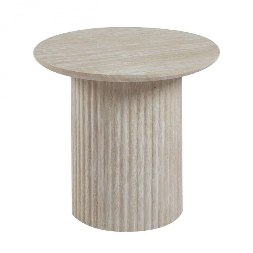 Σετ τραπέζια σαλονιού "DIAZ" 2τμχ από mdf σε χρώμα natural stone Φ50&Φ80