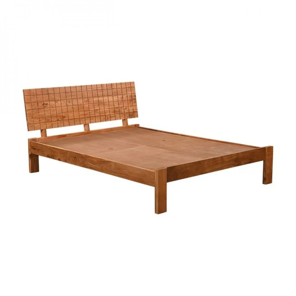 Κρεβάτι διπλό "CAPITAL" από ξύλο σε χρώμα φυσικό 150x200