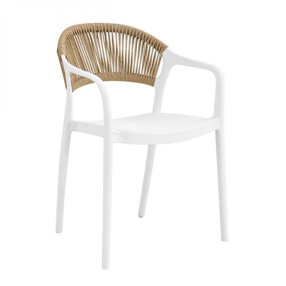 Πολυθρόνα "DONNA" από pp/σχοινί σε χρώμα λευκό/φυσικό 56x54x81